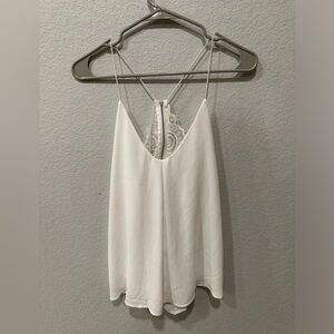 NWOT flowy lace back white top